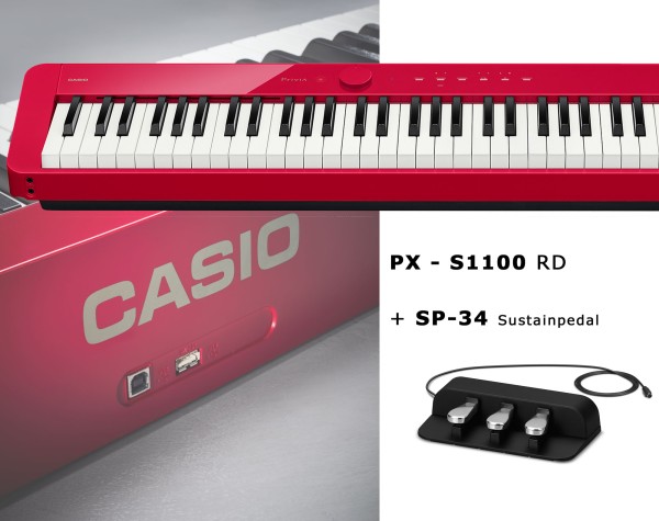 Casio Privia PX-S1100 Rot Set + SP-34 Sustain Pedal