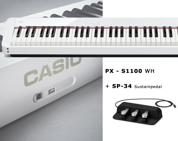 Casio Privia PX-S1100 Weiß Set + SP-34 Sustain Pedal