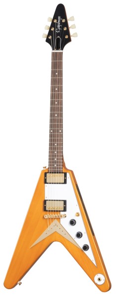 Epiphone 1958 Korina Flying V (White Pickguard) Aged Natural