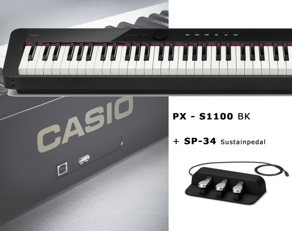 Casio Privia PX-S1100 Schwarz Set + SP-34 Sustain Pedal